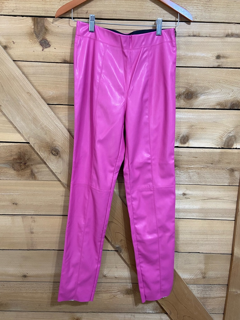 Sans Souci Hot Pink Faux Leather Pleather Leggings